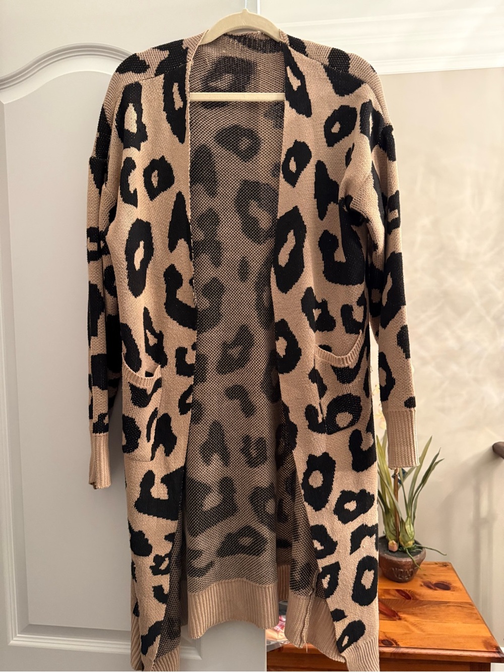 Leopard Print Long Cardigan Duster Size XL